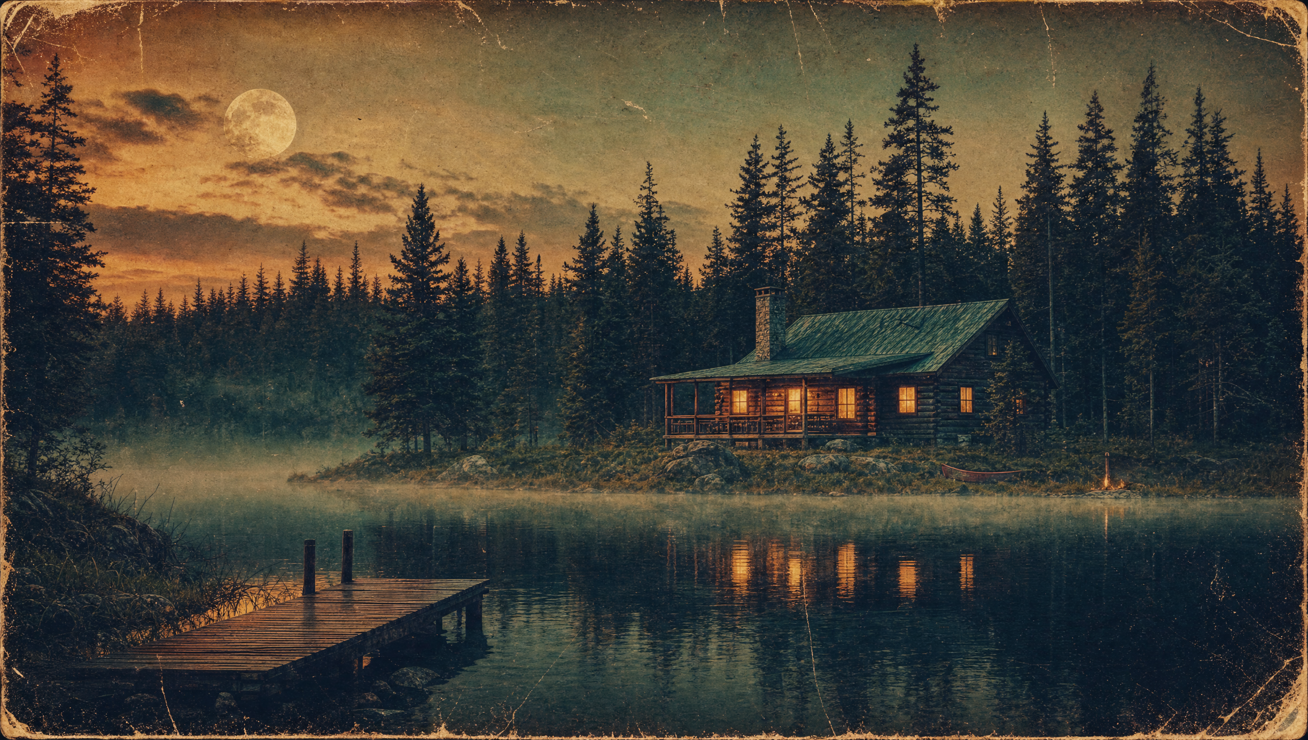 Camp Duval Vintage — retro distressed camp at dusk