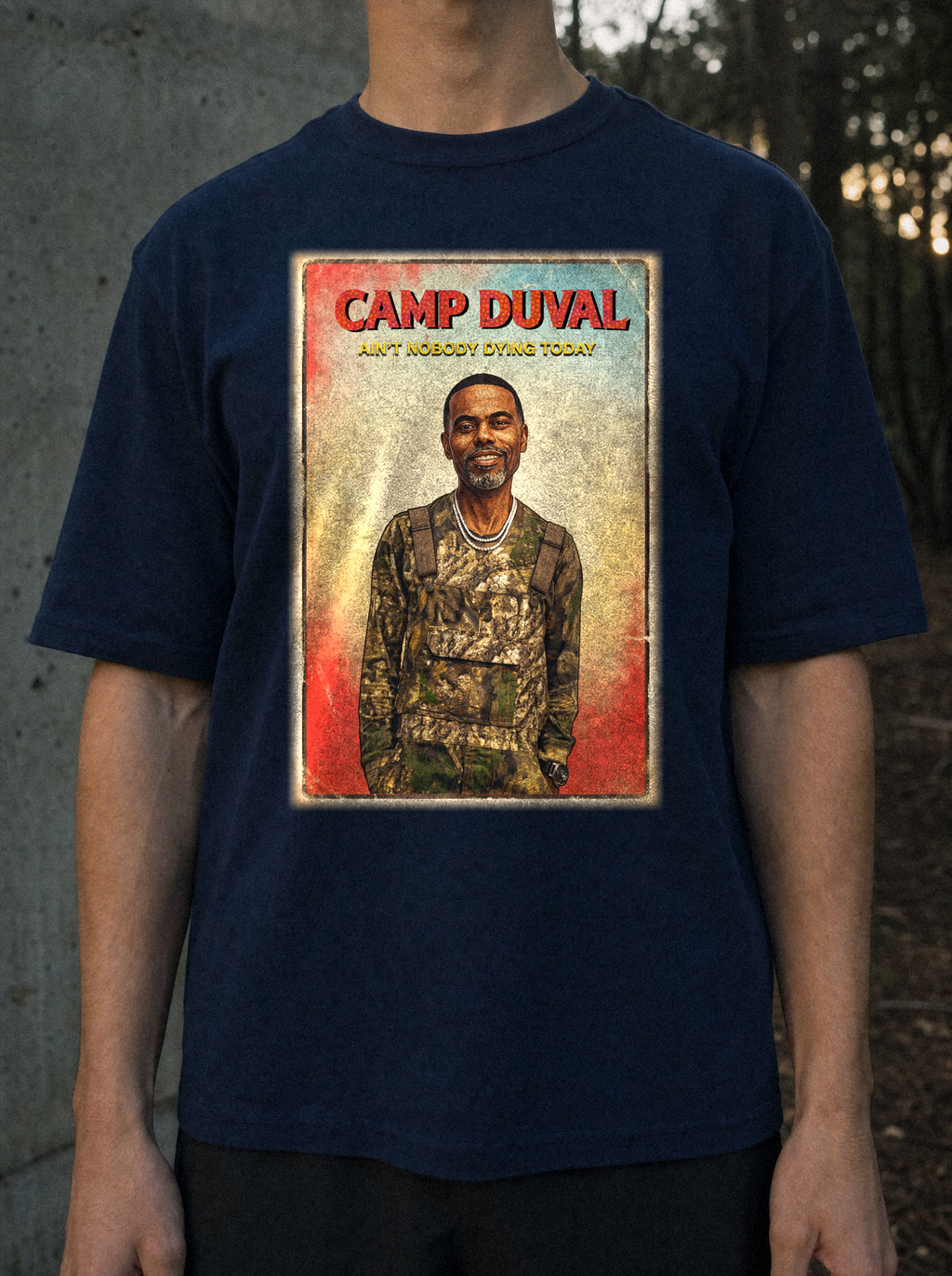 Camp Duval Duval Vintage tee in Navy — lifestyle