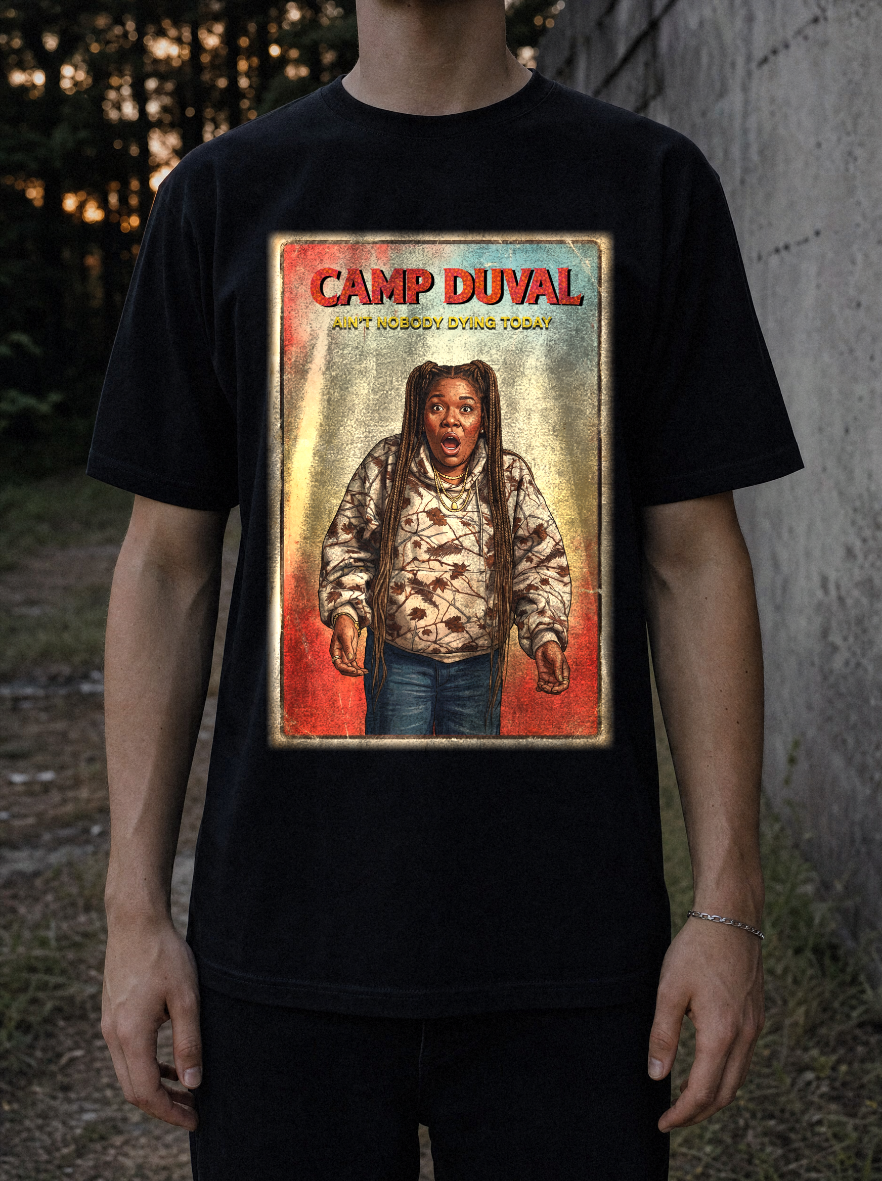 Camp Duval Erica Vintage tee in Black — lifestyle