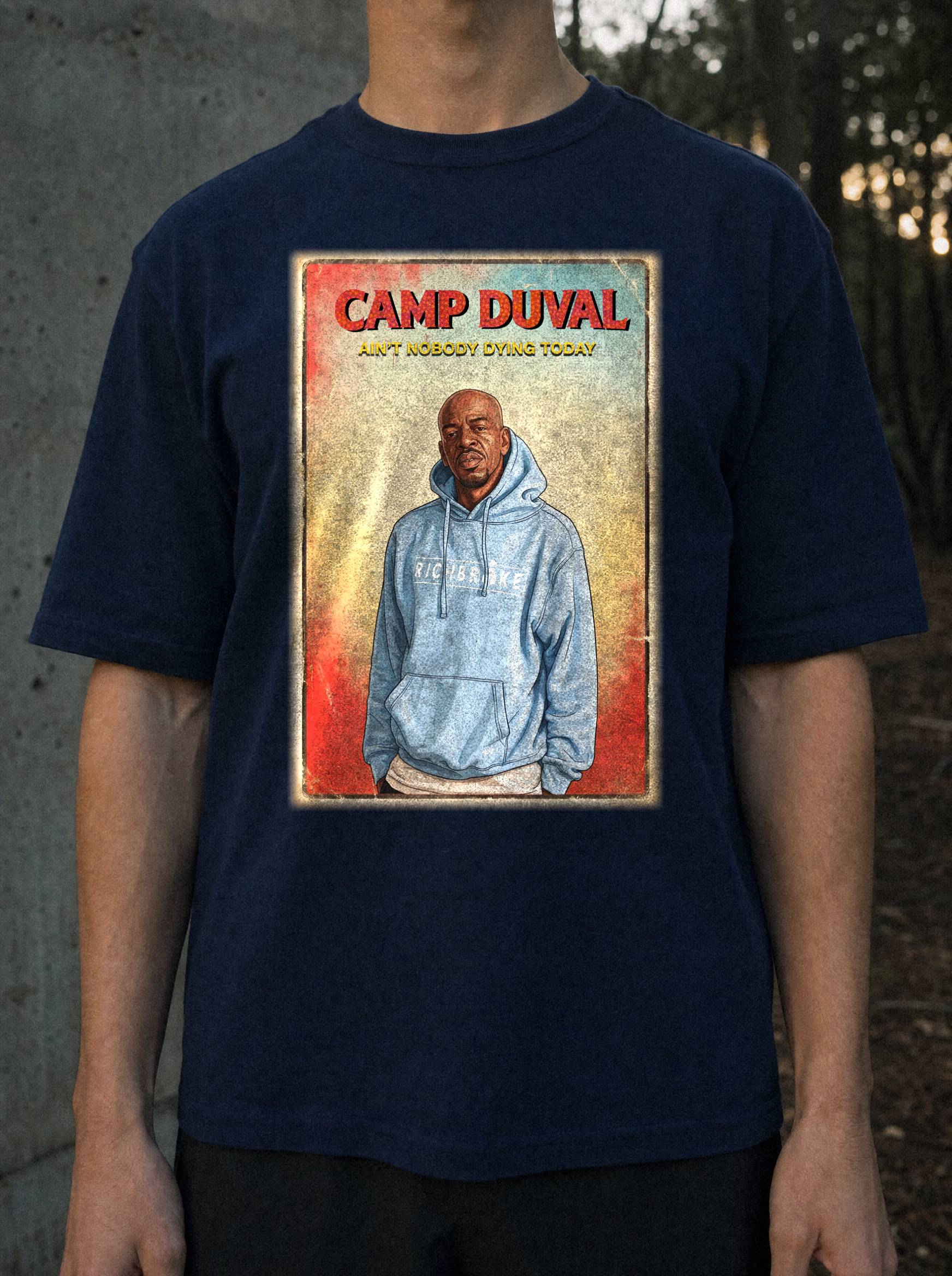 Camp Duval Jayski Vintage tee in Navy — lifestyle