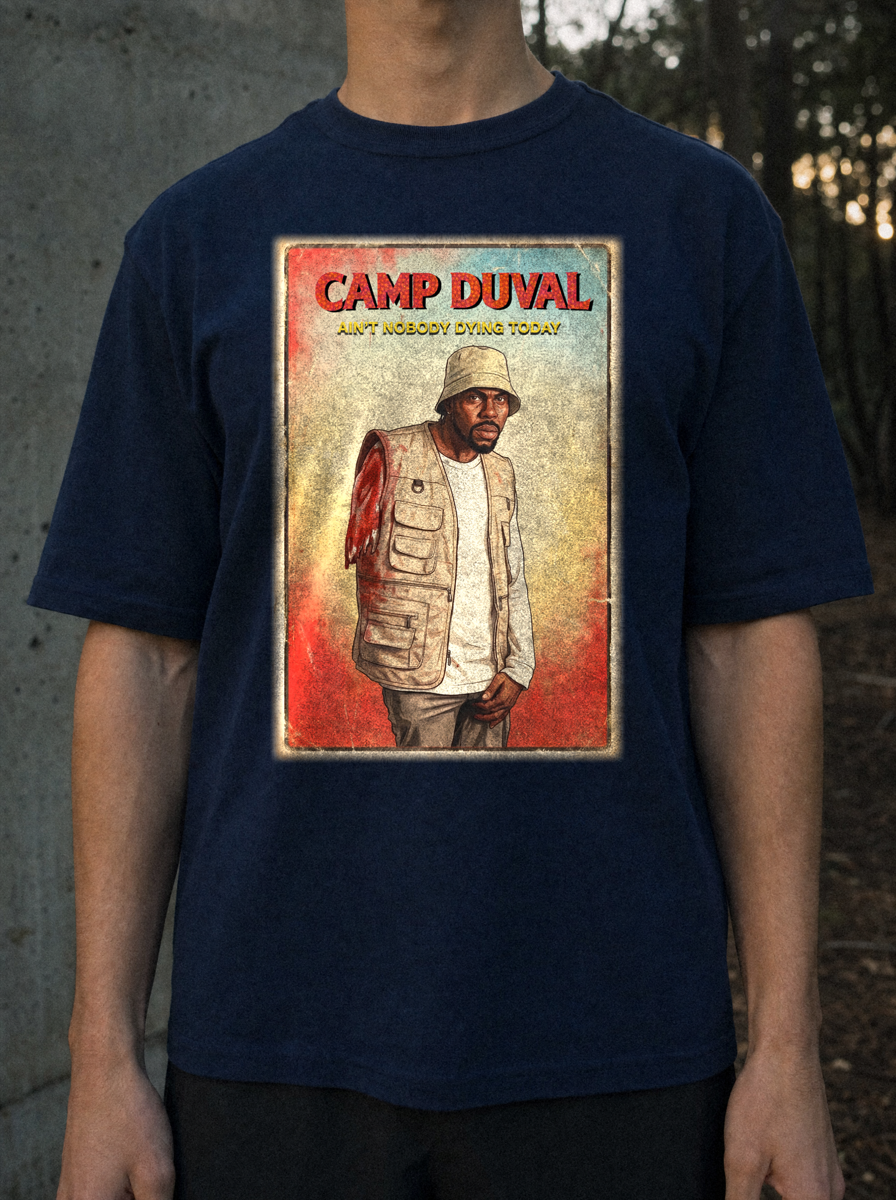Camp Duval Nod Vintage tee in Navy — lifestyle