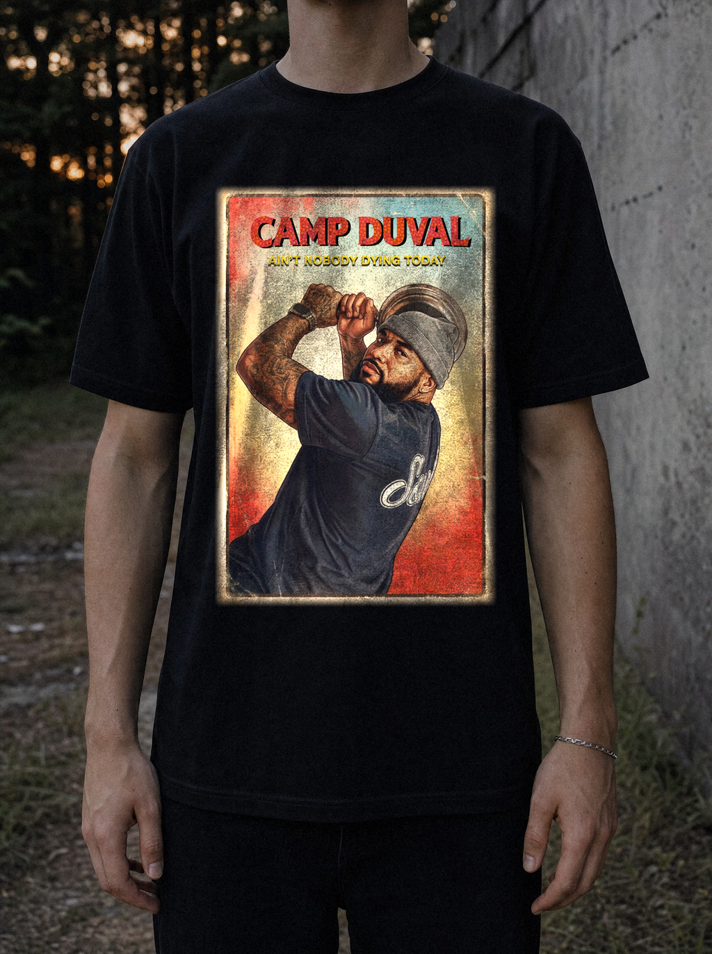Camp Duval Tbone Vintage tee in Black — lifestyle